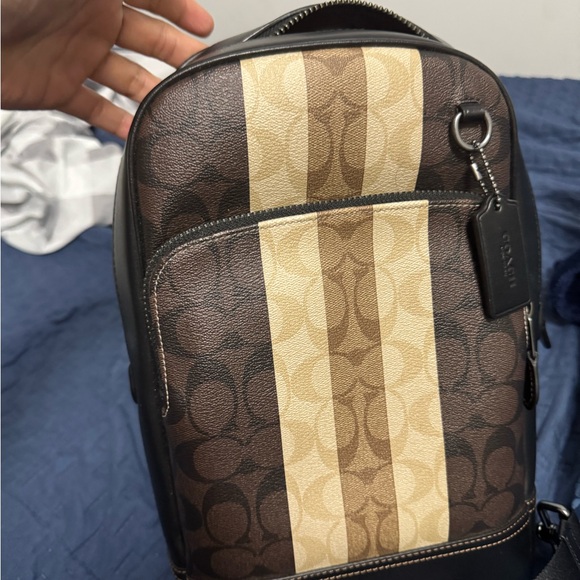 Coach Men's Backpack in Brown and Cream - Picture 1 of 5